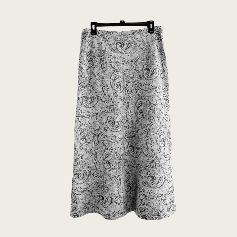 NWT Y2k  Vintage Neutral Maxi Wool Skirt Women’s 10 Winter Office Grey/Blue